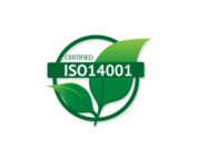 ISO 14001 Certificate badge with green leaves