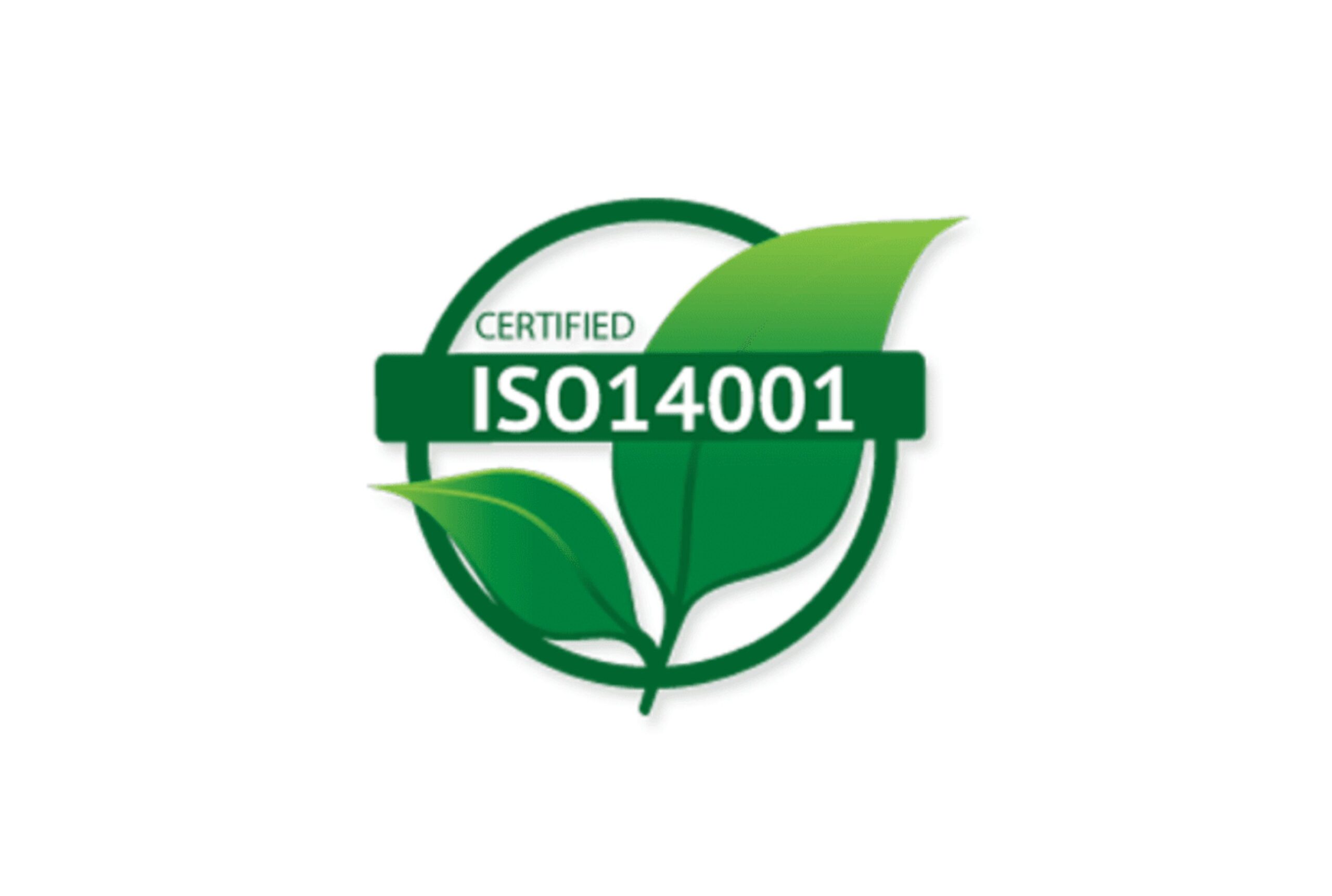 ISO 14001 Certificate badge with green leaves